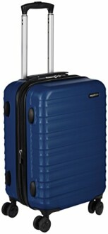 Blue rolling suitcase with telescopic handle